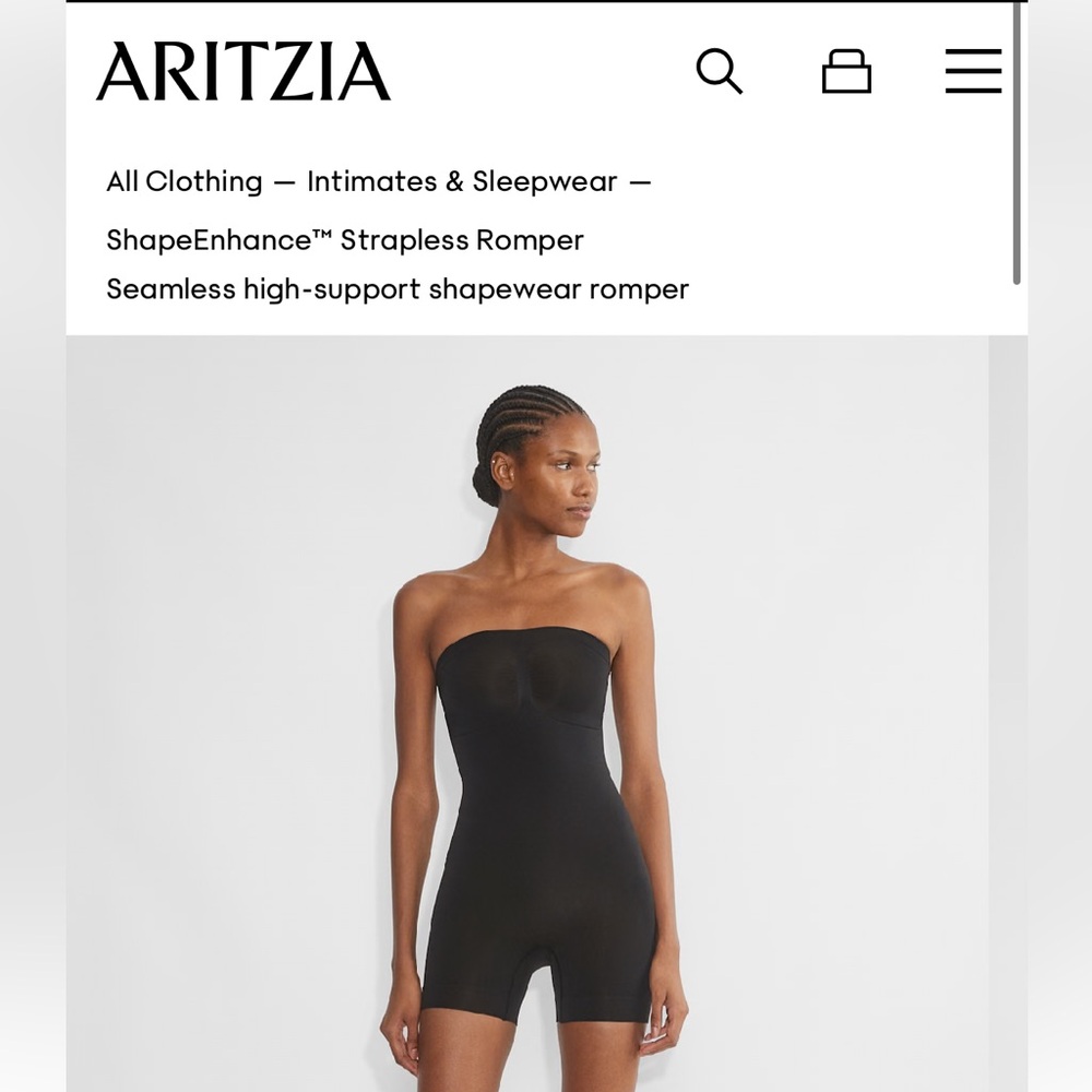 NWT Aritzia ShapeEnhance™ Strapless Romper - black medium
